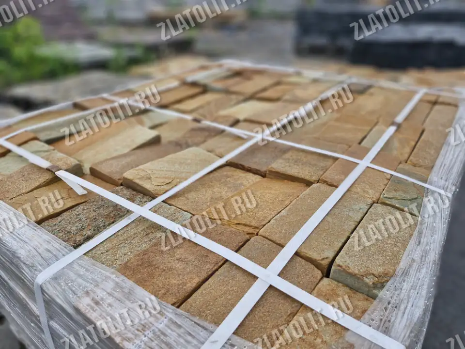 брусчатка из жёлтого златолита для мощения в наличии от производителя